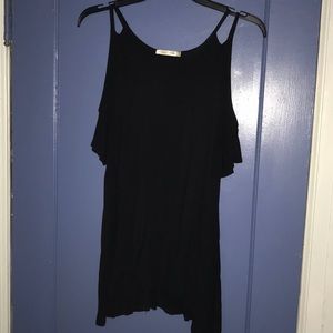 Cold shoulder tank top with sleeves.